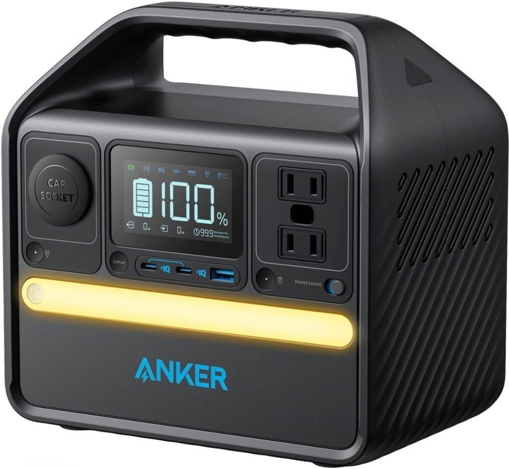 Anker 522 Portable Power Station, 299Wh Solar Generator (Solar Panel Optional), LiFePO4 Battery Pack, 300W (Peak 600W) PowerHouse, 6 Ports, 2 AC Outlets, 60W/20W USB-C PD Ports, LED for Camping and RV