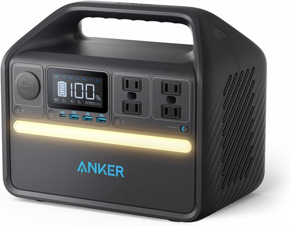 Anker 535 Portable Power Station, 512Wh Solar Generator (Solar Panel Optional) with LiFePO4 Battery Pack, 500W 9-Port Powerhouse, 4 AC Outlets, 60W USB-C PD Output for Outdoor Camping, RV(Anker Solix)