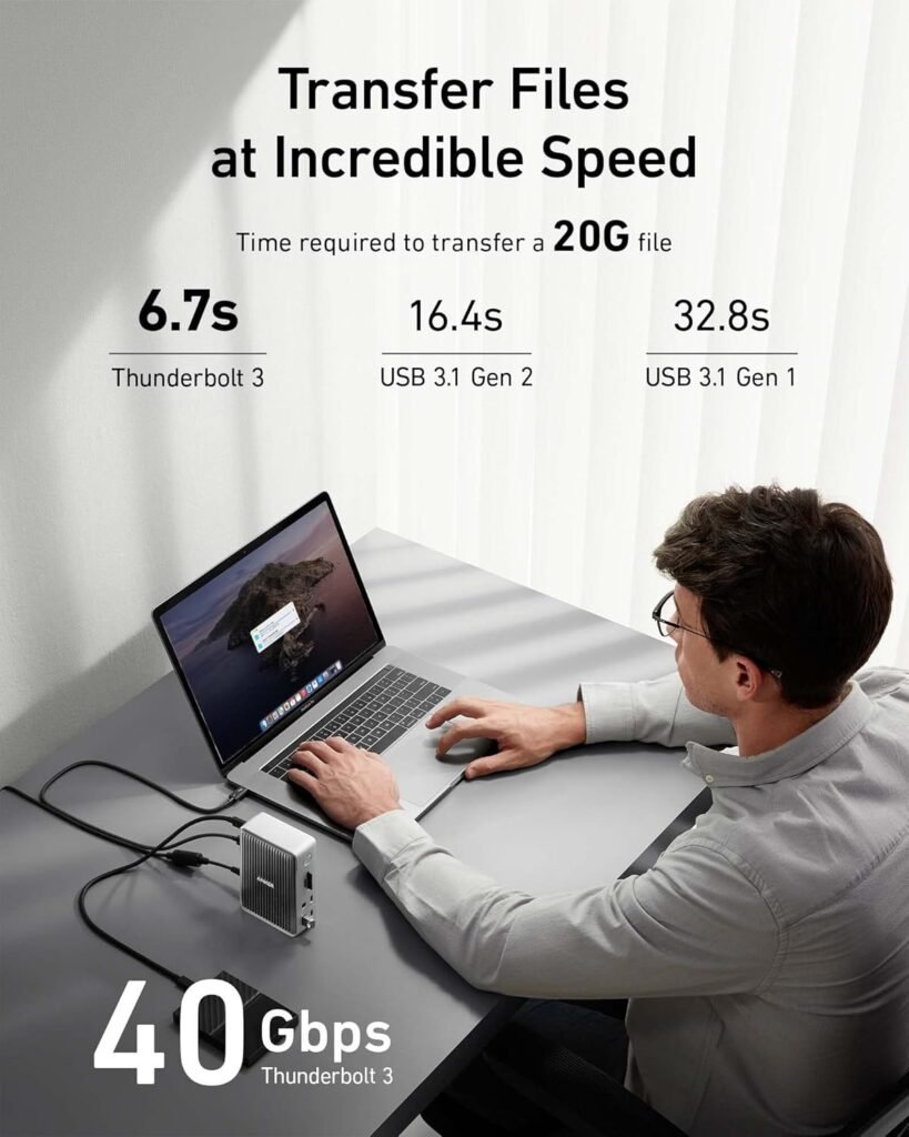 Anker 577 Docking Station (13-in-1, Thunderbolt 3) 85W Charging for Laptop, 18W for Phones, 4K Dual Display, 10 Gbps USB-C Data, Ethernet, Audio, SD 4.0 Anker 577 Docking Station (13-in-1, Thunderbolt 3) 85W Charging for Laptop, 18W for Phones, 4K Dual Display, 10 Gbps USB-C Data, Ethernet, Audio, SD 4.0