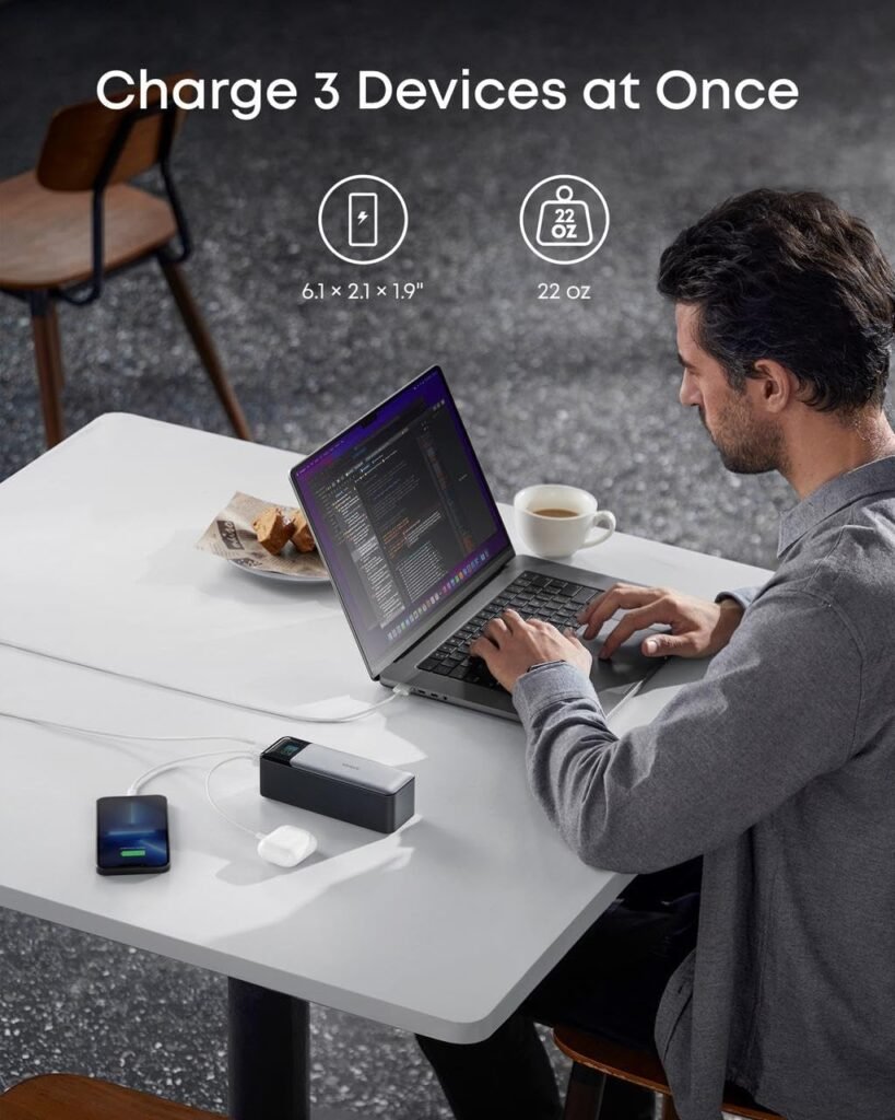 Anker 737 Power Bank, 24,000mAh 3-Port Laptop Portable Charger with 140W Fast Charging, Smart Display, for Outdoor Work, Compatible with iPhone 16/15/14 Series, Vision Pro, Samsung, MacBook, and More