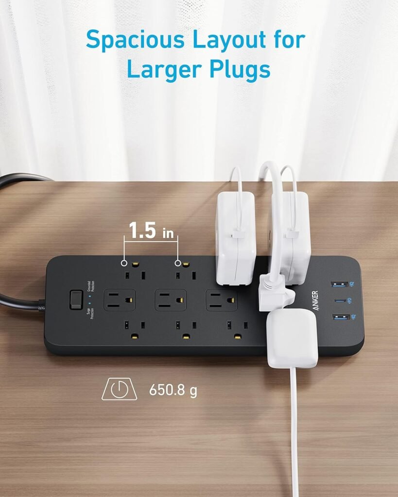 Anker (Pack of 2) Surge Protector Power Strip (2100J), 12 Outlets with 1 USB C and 2 USB Ports for iPhone 15/15 Plus/15 Pro/15 Pro Max, 5feet Extension Cord, Flat Plug, 20W for Home,Office,TUV Listed Anker (Pack of 2) Surge Protector Power Strip (2100J), 12 Outlets with 1 USB C and 2 USB Ports for iPhone 15/15 Plus/15 Pro/15 Pro Max, 5feet Extension Cord, Flat Plug, 20W for Home,Office,TUV Listed