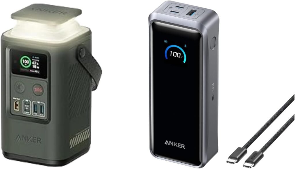 Anker Power Bank Power Station 60,000mAh,Portable Outdoor Generator 87W with Smart Digital Display  Black (Bundle)
