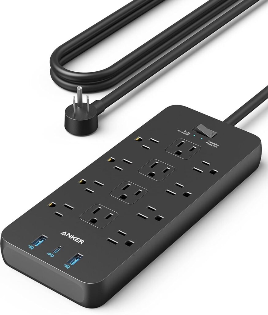 Anker Power Strip Surge Protector (2100J), 12 Outlets with 2 USB A and 1 USB C Port for Multiple Devices, 5ft Extension Cord, 20W Power Delivery Charging for Home, Office, Dorm Essential, TUV Listed Anker Power Strip Surge Protector (2100J), 12 Outlets with 2 USB A and 1 USB C Port for Multiple Devices, 5ft Extension Cord, 20W Power Delivery Charging for Home, Office, Dorm Essential, TUV Listed