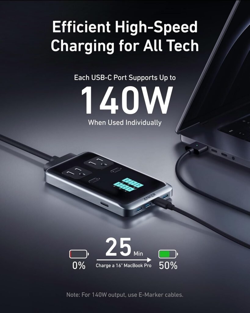 Anker Prime Charging Station, 240W 8-in-1 USB C Power Strip, 5 ft Detachable Extension Cord, 2 AC, 4 USB C, 2 USB A, for iPhone 15/14, Desktop Accessory for MacBook, Home, Office (Not for Travel) Anker Prime Charging Station, 240W 8-in-1 USB C Power Strip, 5 ft Detachable Extension Cord, 2 AC, 4 USB C, 2 USB A, for iPhone 15/14, Desktop Accessory for MacBook, Home, Office (Not for Travel)