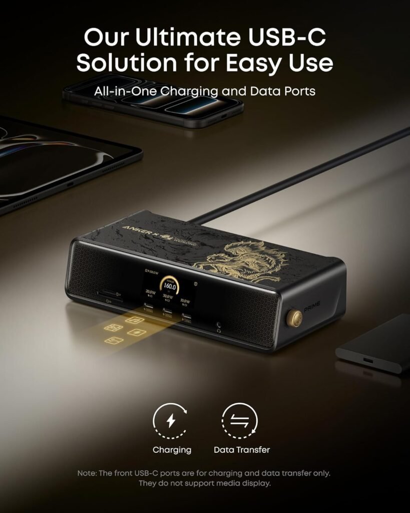 Anker Prime Docking Station (DL7400), 14-Port Triple Display with DisplayLink, 140W Max, Smart Display, Triple 4K 60Hz, Cooling Fan, for macOS and Windows (The Latest DisplayLink Driver Required)