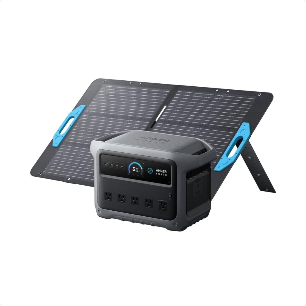 Anker SOLIX C1000 Gen 2 Portable Power Station with 100W Solar Panel, 2,000W (Peak 3,000W) Solar Generator, Full Charge in 49 Min, 1,024Wh LiFePO4 Battery for Home Backup, Power Outages, and Camping