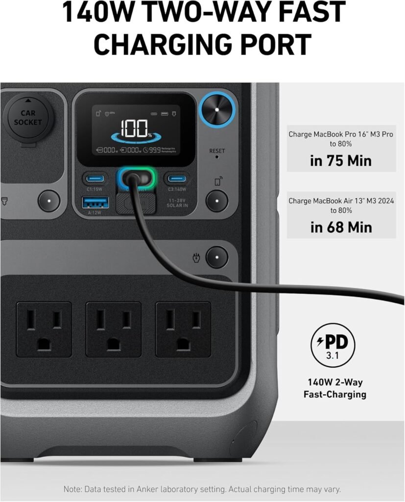 Anker SOLIX C300 Portable Power Station with Car Charging Cable, Outdoor 288Wh LiFePO4 Battery, 300W (600W Surge) Solar Generator, 140W Two-Way Fast Charging, for Camping, Traveling, and Emergencies. Anker SOLIX C300 Portable Power Station with Car Charging Cable, Outdoor 288Wh LiFePO4 Battery, 300W (600W Surge) Solar Generator, 140W Two-Way Fast Charging, for Camping, Traveling, and Emergencies.