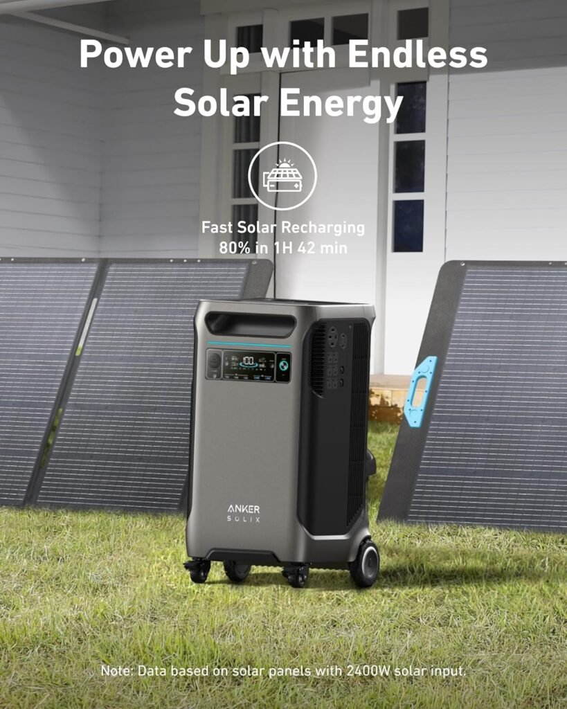Anker SOLIX F3800 Portable Power Station with 200W Solar Panels, 3,840Wh LiFePO4 Battery, 120V/240V,Solar Generator for Home Use, RVs, Emergencies, Outages, and Outdoor Camping (Renewed)