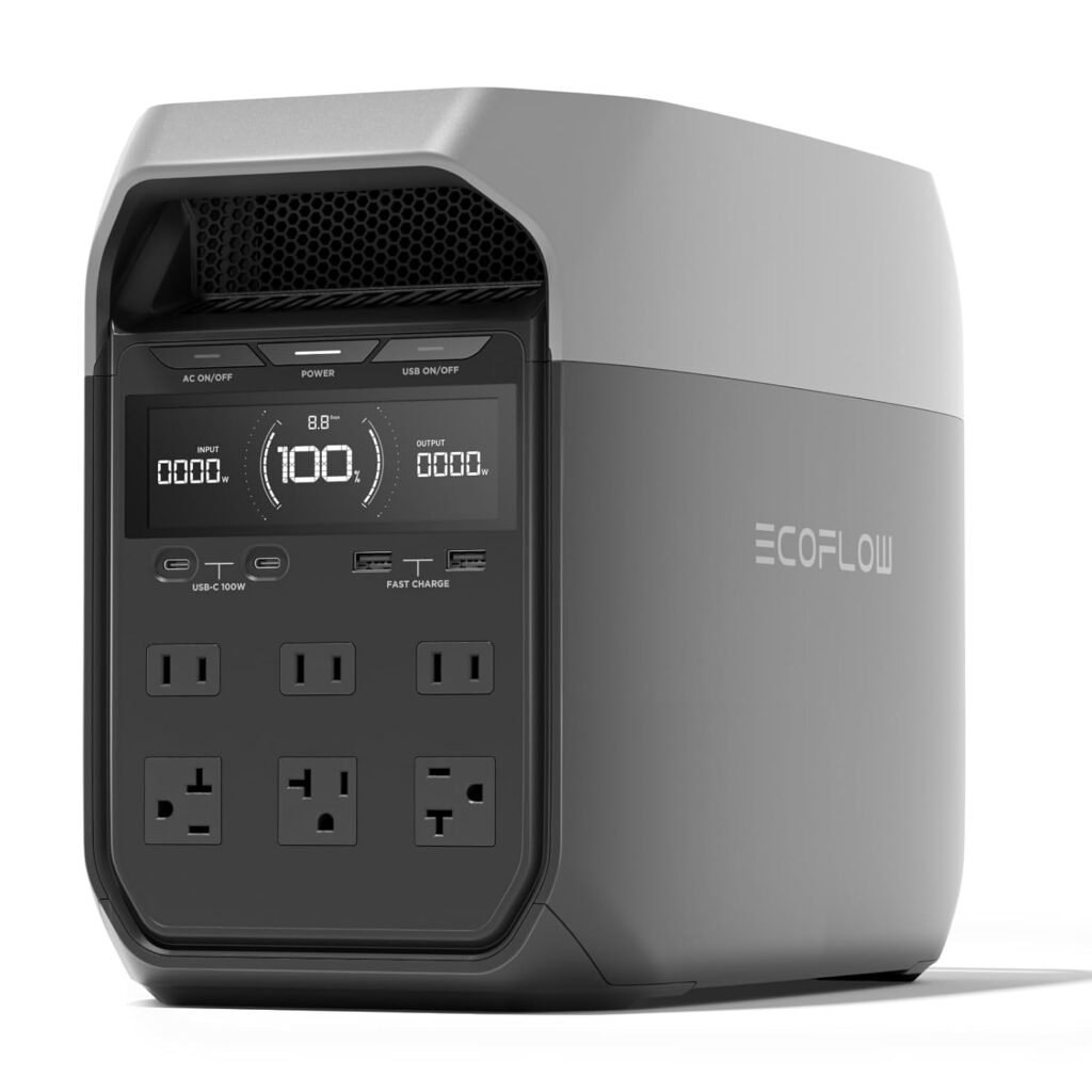 EF ECOFLOW Portable Power Station DELTA 2, 1024Wh LiFePO4 (LFP) Battery, 1800W AC/100W USB-C Output, Solar Generator(Solar Panel Optional) for Home Backup Power, Camping  RVs