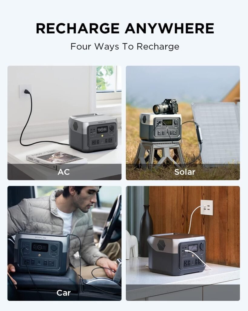 EF ECOFLOW Portable Power Station River 2 Max 500, 499Wh LiFePO4 Battery/ 1 Hour Fast Charging, Up to 1000W Output Solar Generator (Solar Panel Optional) for Outdoor Camping/RVs/Home Use EF ECOFLOW Portable Power Station River 2 Max 500, 499Wh LiFePO4 Battery/ 1 Hour Fast Charging, Up to 1000W Output Solar Generator (Solar Panel Optional) for Outdoor Camping/RVs/Home Use