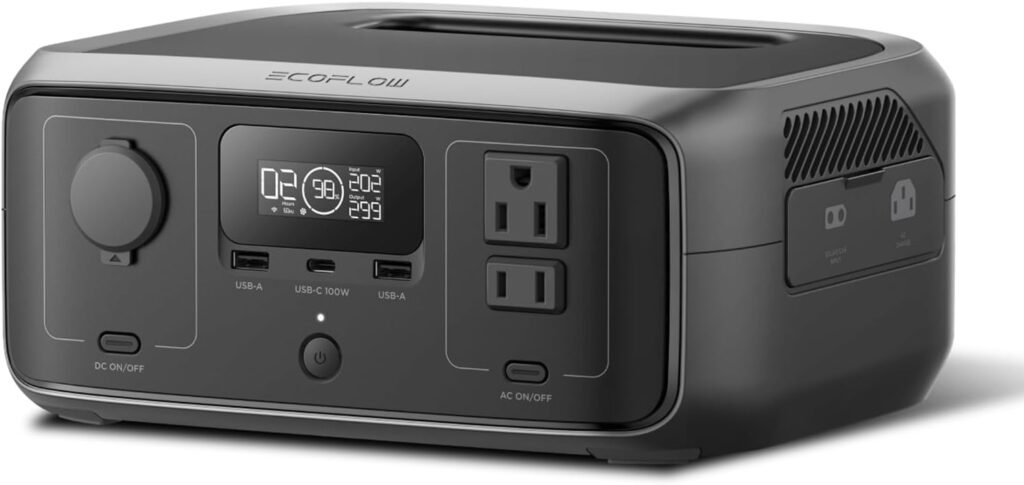EF ECOFLOW Portable Power Station RIVER 3, 245Wh LiFePO4 Battery Power Station, 300W Up to 600W AC Output, 20 MS UPS  30 dB, 1Hr Fast Charging Solar Generator for Outdoor/Camping/Home Use