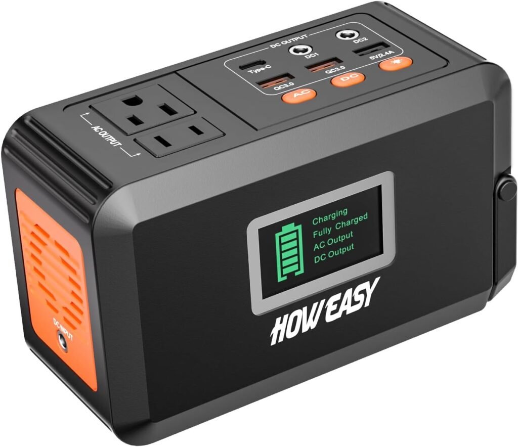 HOWEASY Portable Power Station,120W(240W Peak) Solar Generator,88Wh Lithium Battery Power with 110V AC Outlet/DC/USB/LED Light for Outdoor Camping Trip Hunting Emergency(Solar Panel Optional) HOWEASY Portable Power Station,120W(240W Peak) Solar Generator,88Wh Lithium Battery Power with 110V AC Outlet/DC/USB/LED Light for Outdoor Camping Trip Hunting Emergency(Solar Panel Optional)