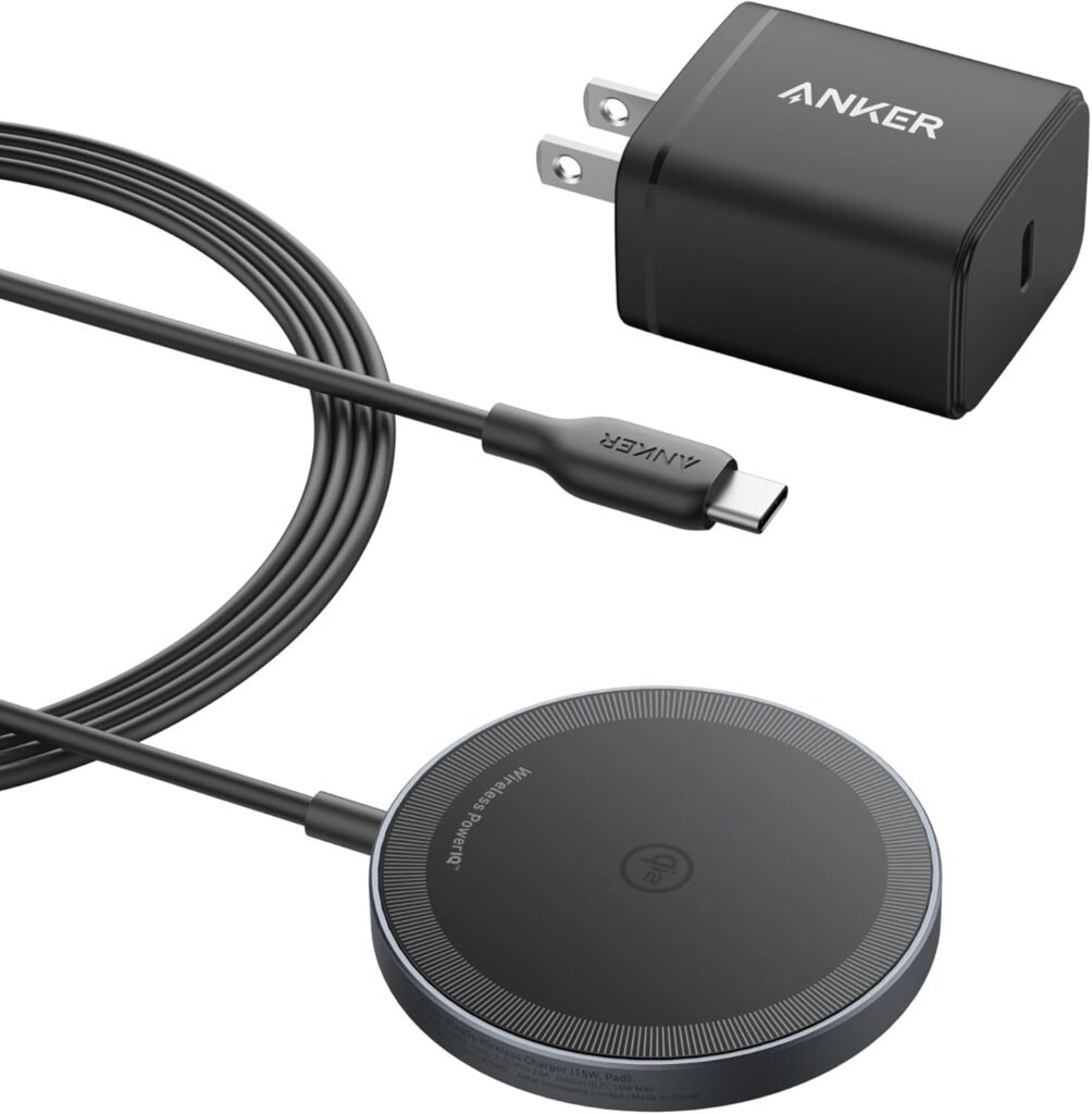 Anker MagSafe Compatible MagGo UFO 3-in-1 Charger, iPhone 16 Wireless Charger Station, Qi2 Certified 15W, Foldable Travel Charging Pad, for iPhone 15/14/13/12, AirPods, Apple Watch (Not a Power Bank)