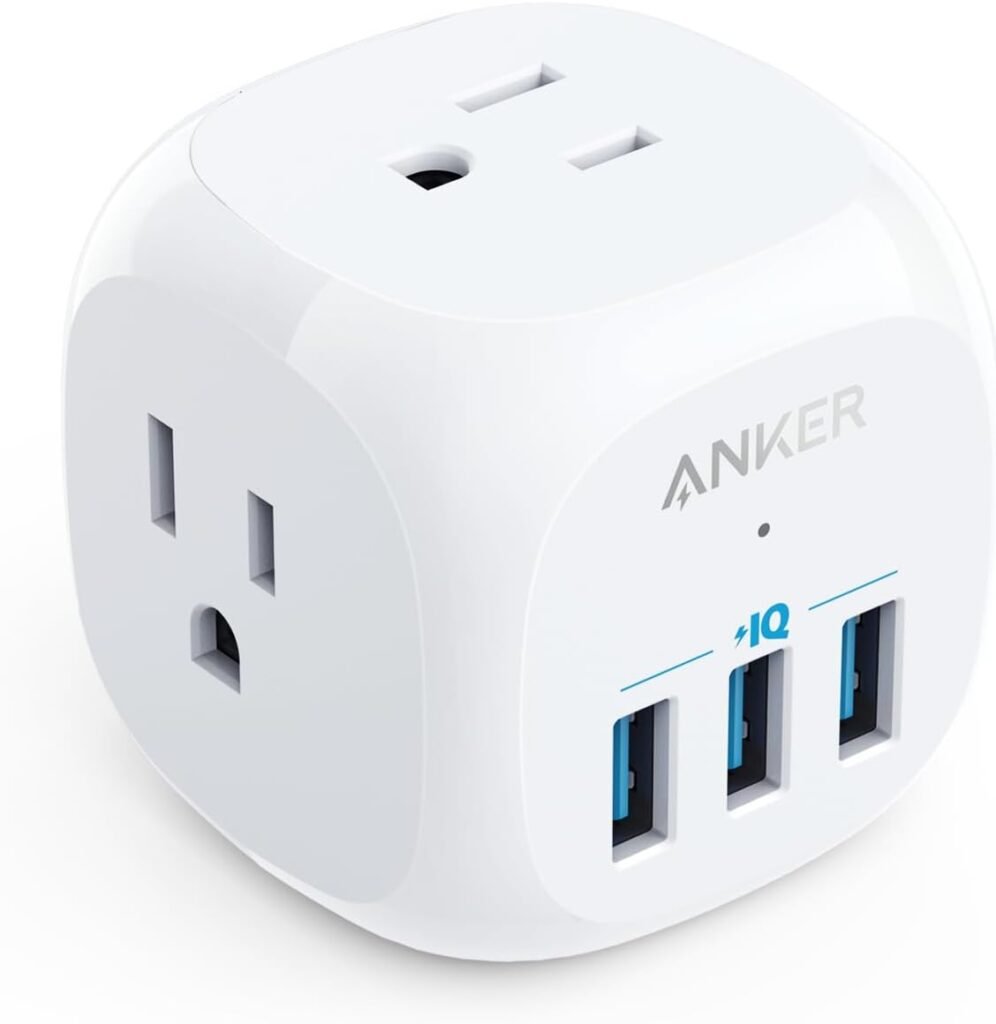 Anker (Pack of 2) USB C Outlet Extender, 321 Outlet Extender with 3 Outlets and 20W USB C Charging for iPhone 15/15 Plus/15 Pro/15 Pro Max, Power Delivery Charging for School, Home,Office Listed