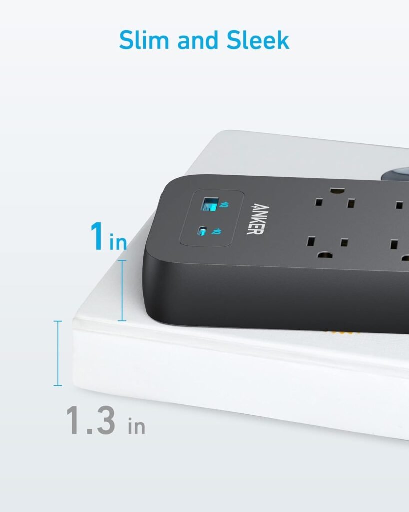 Anker Power Strip Surge Protector(2100J), 6Ft/1.8m Extension Cord with 10 Outlets and 2 USB Ports,for iPhone 15/15 Plus/15 Pro/15 Pro Max,Flag Plug,Wall Mount Holes for Home,Office,ETL Listed, Black Anker Power Strip Surge Protector(2100J), 6Ft/1.8m Extension Cord with 10 Outlets and 2 USB Ports,for iPhone 15/15 Plus/15 Pro/15 Pro Max,Flag Plug,Wall Mount Holes for Home,Office,ETL Listed, Black