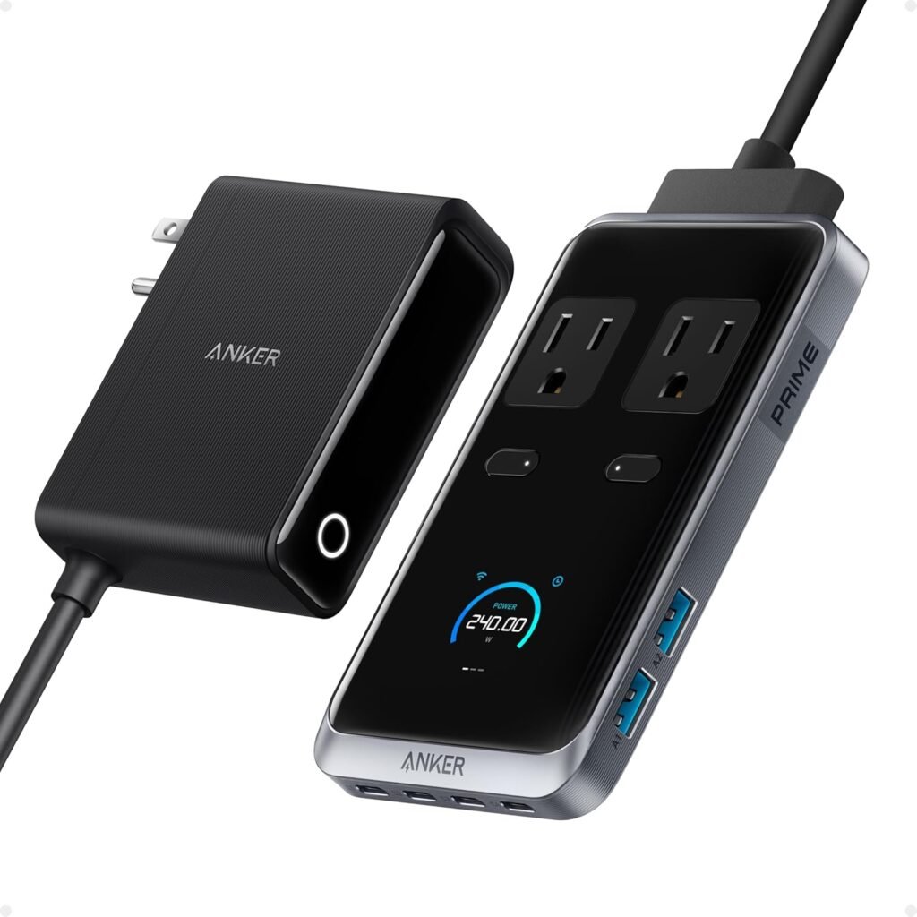 Anker Prime USB C to USB C Cable, 240W 6 ft Anker Prime Charging Station, 240W Max 8-in-1 USB C Power Strip