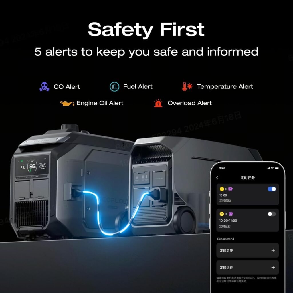 EF ECOFLOW 4096Wh Delta Pro 3 Power Station With 3200W Dual Fuel Generator GE305, Portable Backup Generator for Whole Home Use, Emergency, RVs