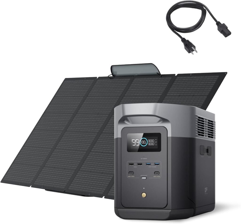 EF ECOFLOW Portable Power Station DELTA 2 Max with 400W Solar Panel and AC Charging Cable, Full Charge in 1 Hr, 2048Wh Solar Powered Generator for Home Backup(Solar Panel Optional) EF ECOFLOW Portable Power Station DELTA 2 Max with 400W Solar Panel and AC Charging Cable, Full Charge in 1 Hr, 2048Wh Solar Powered Generator for Home Backup(Solar Panel Optional)