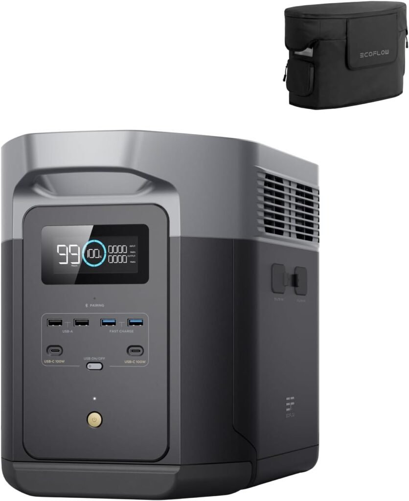 EF ECOFLOW Portable Power Station DELTA 2 Max with Protective Cover, 2400W LFP Solar Generator, Full Charge in 1 Hr, 2048Wh Solar Powered Generator for Home Backup EF ECOFLOW Portable Power Station DELTA 2 Max with Protective Cover, 2400W LFP Solar Generator, Full Charge in 1 Hr, 2048Wh Solar Powered Generator for Home Backup