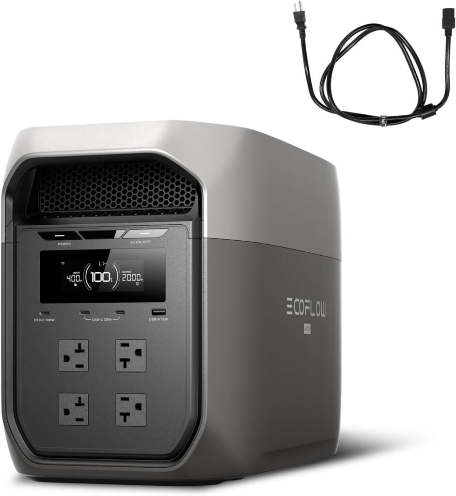 EF ECOFLOW Portable Power Station DELTA 3 Max with AC Charging Cable, 2048Wh LiFePO4 Battery, 3400W X-Boost Output, Ultra-Fast 0-80% Charging in 1.13 Hr, Home Backup RV Camping EF ECOFLOW Portable Power Station DELTA 3 Max with AC Charging Cable, 2048Wh LiFePO4 Battery, 3400W X-Boost Output, Ultra-Fast 0-80% Charging in 1.13 Hr, Home Backup RV Camping
