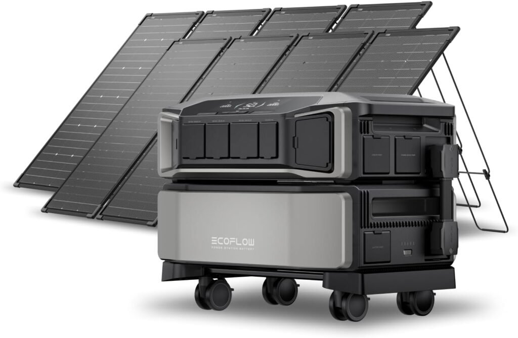 EF ECOFLOW Power Station 6144Wh DELTA Pro Ultra with 125W Solar Panels, 25% High-Efficiency, 120/240V 7200W AC Output, Portable Generator for Home Backup Outdoors Emergency