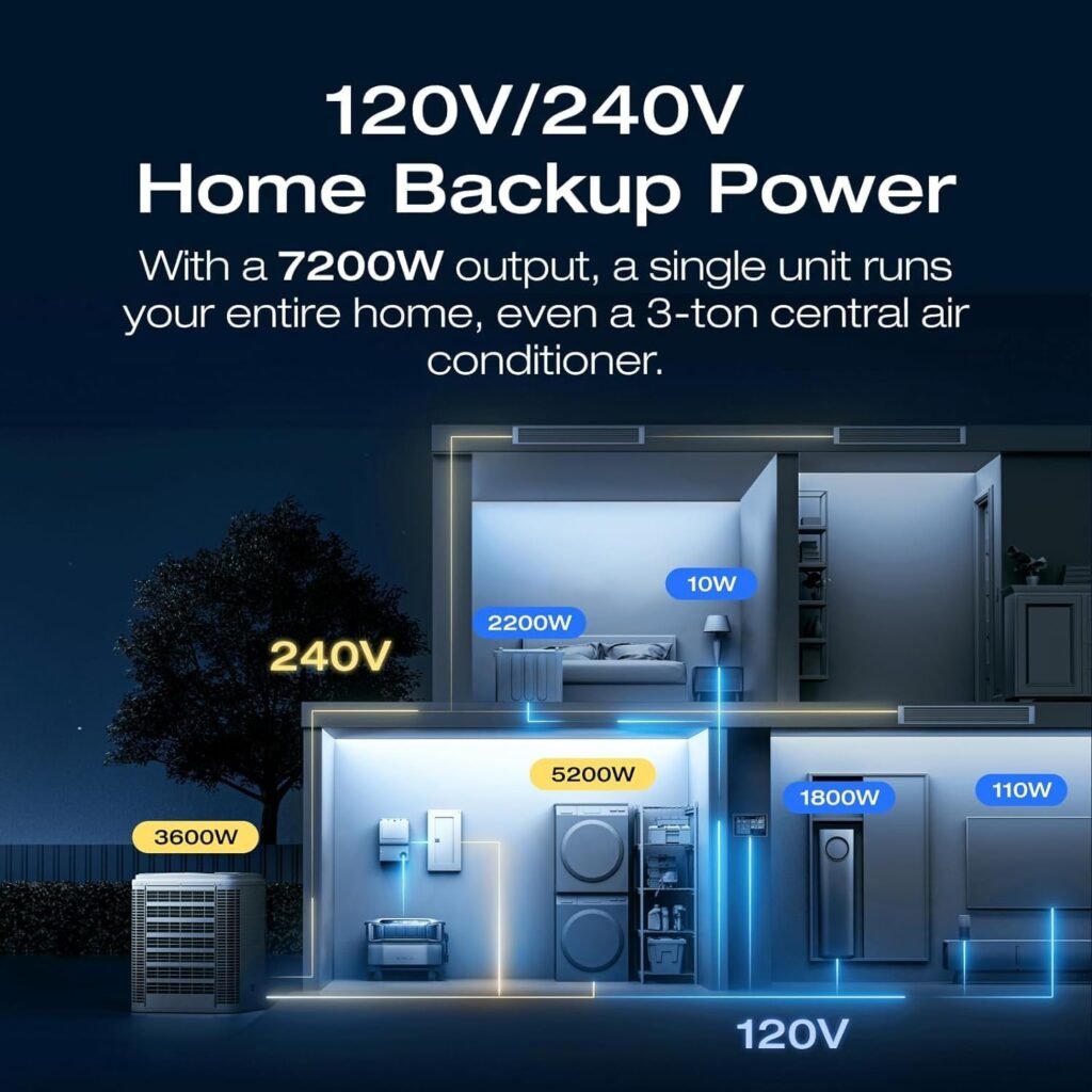EF ECOFLOW Power Station 6144Wh DELTA Pro Ultra with 125W Solar Panels, 25% High-Efficiency, 120/240V 7200W AC Output, Portable Generator for Home Backup Outdoors Emergency
