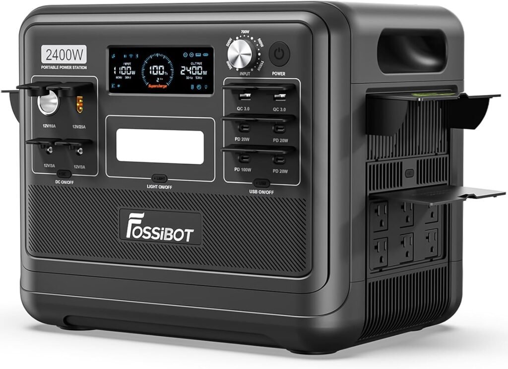FOSSiBOT F2400 Portable Power Station 2400W, 2048Wh LiFePO4 Battery Solar Generator, 2H Fast Charging for Home Backup, Outdoor Camping, RV, Emergency F2400 Pro