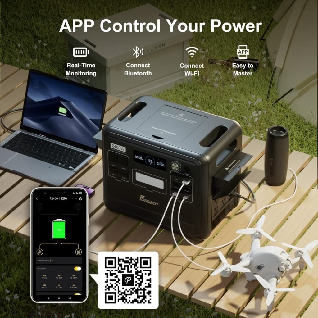 FOSSiBOT F2400 Portable Power Station 2400W, 2048Wh LiFePO4 Battery Solar Generator, 2H Fast Charging for Home Backup, Outdoor Camping, RV, Emergency F2400 Pro