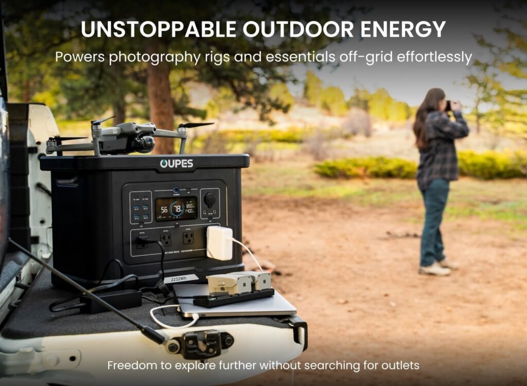 OUPES Exodus 2400 Portable Power Station 2400W (Boost 2600W, Surge 4500W), 2232Wh LiFePO4 Battery Generator, 0-80% Charge in 1.2H, Solar Ready for Home Backup, Camping  RV Essentials