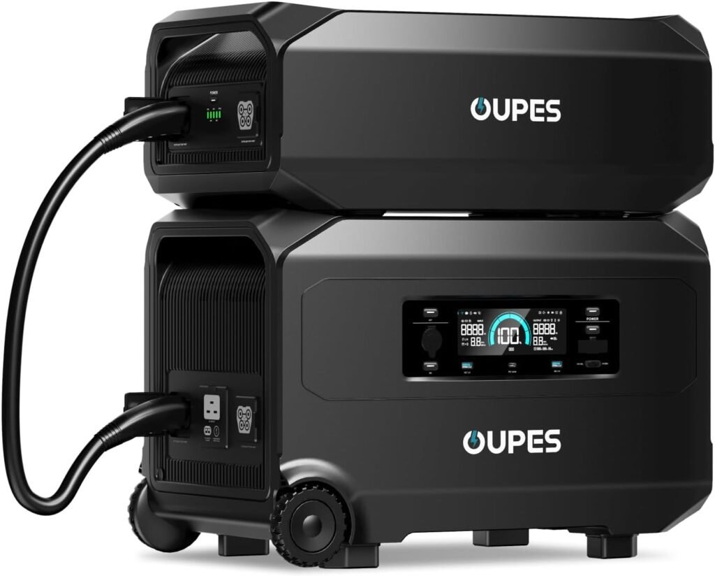 OUPES Guardian 6000 Portable Power Station, 4608Wh LiFePO4 Battery, 6000W Output (7200W Boost), 120V/240V Dual Voltage, Expandable to 41kWh, Home Transfer Switch Ready for Emergency Power Outages