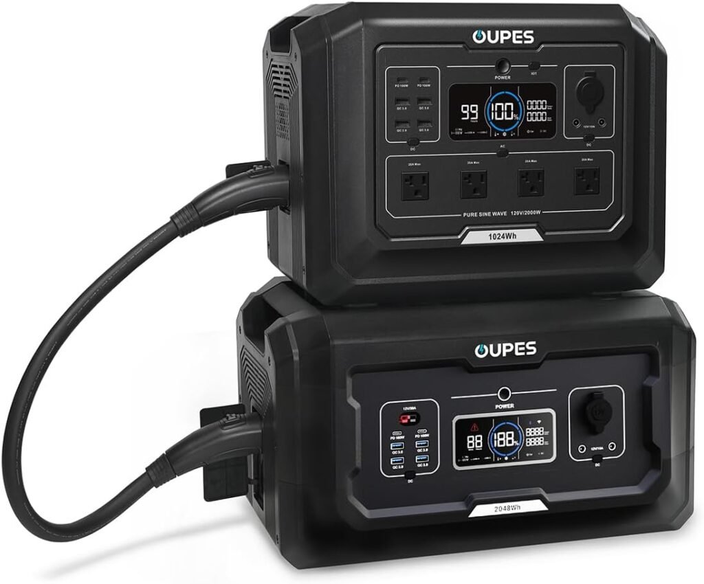 OUPES Mega 1 Portable Power Station 2000W (Surge 4500W), 1024Wh LiFePO4 Battery Solar Generator, Expandable to 5kWh, UPS, for Home Backup Power, Camping  Road Trips (Solar Panel Optional)