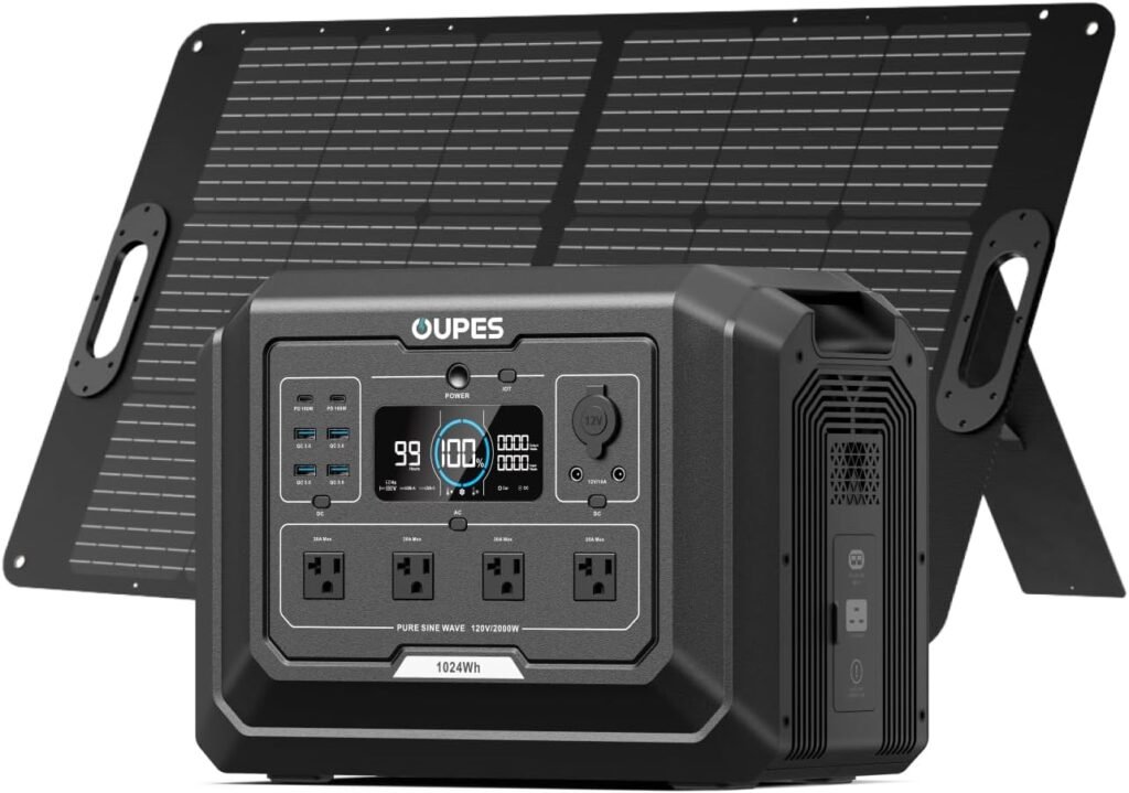 OUPES Mega 1 Solar Generator with Panels Included, 2000W Power Station + 100W Panel, 1024Wh LiFePO4 Battery, Expandable to 5120Wh, APP Control, 20ms UPS for RV, Camping Home Backup OUPES Mega 1 Solar Generator with Panels Included, 2000W Power Station + 100W Panel, 1024Wh LiFePO4 Battery, Expandable to 5120Wh, APP Control, 20ms UPS for RV, Camping Home Backup