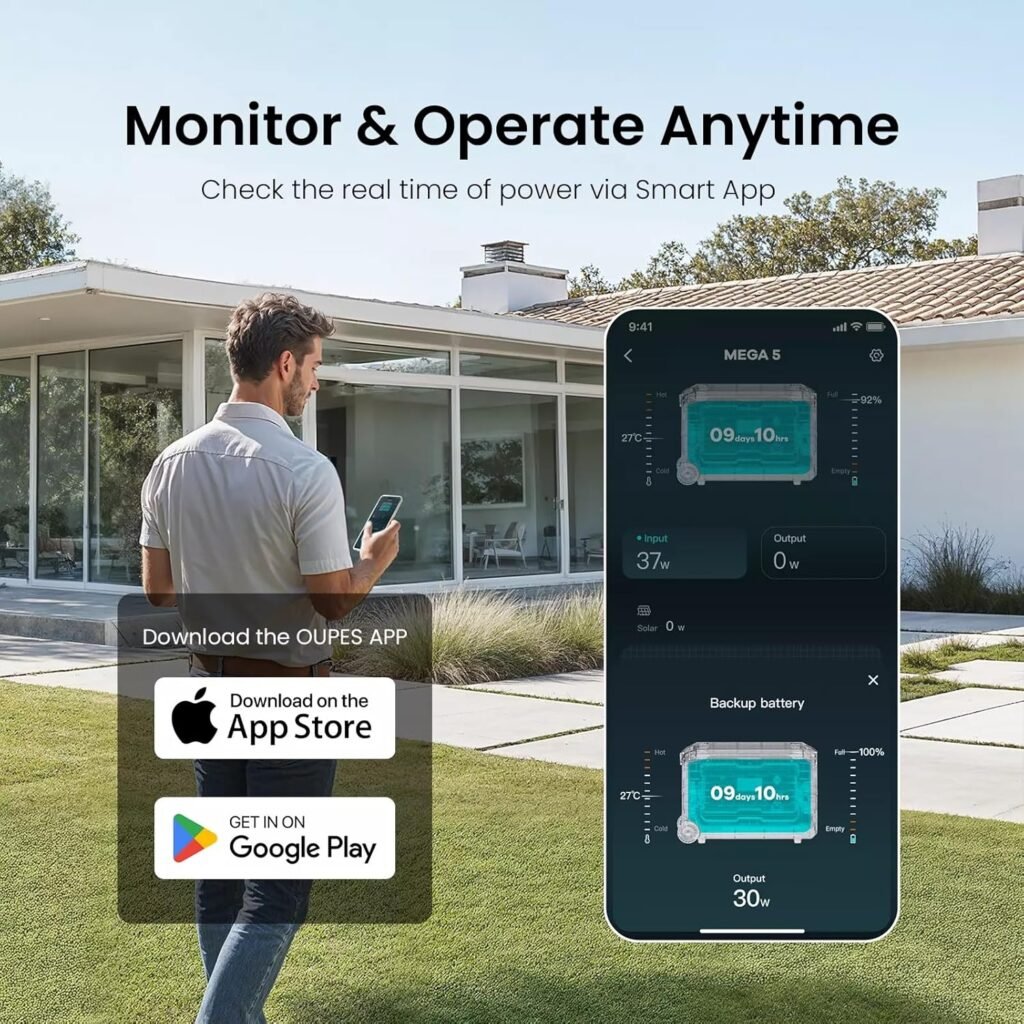 OUPES Mega 3 3600W Portable Power Station with 2048Wh Extra B2 Battery, 5120Wh Lifepo4 Power Station, Home Battery Backup with Expandable Capacity, Solar Generator for Home Use, Blackout, Camping, RV OUPES Mega 3 3600W Portable Power Station with 2048Wh Extra B2 Battery, 5120Wh Lifepo4 Power Station, Home Battery Backup with Expandable Capacity, Solar Generator for Home Use, Blackout, Camping, RV