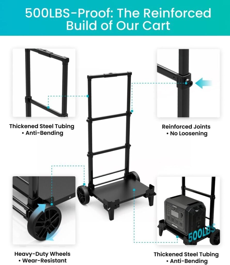 OUPES Portable Hand Truck with Telescopic Handle - All-Terrain Wheels | Compatible with Mega 1/2, Exodus 2400W/1500W/1200W Power Stations