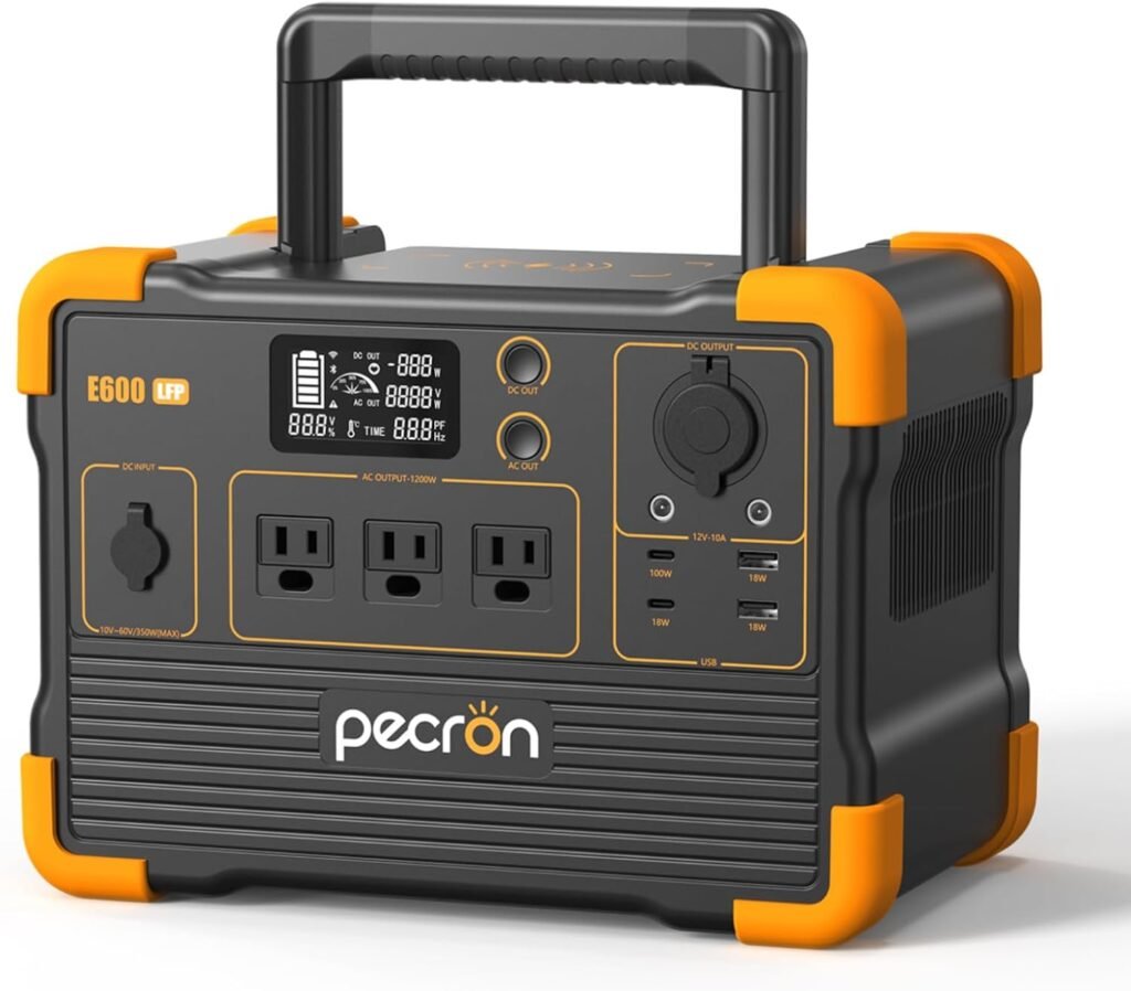 Pecron E600LFP Portable Power Station (2025 New), 614Wh LiFePO4 Battery Backup, 1200W AC Outlet/Max 100W USB-C Output, Solar Generator(Solar Panel Optional) for Camping, Emergency, Home, RV (No UPS) Pecron E600LFP Portable Power Station (2025 New), 614Wh LiFePO4 Battery Backup, 1200W AC Outlet/Max 100W USB-C Output, Solar Generator(Solar Panel Optional) for Camping, Emergency, Home, RV (No UPS)