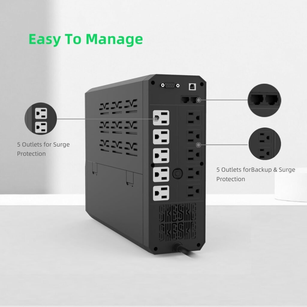 SKE 1500VA/900W Small UPS Battery Backup  Surge Protector for Computer UPS Uninterruptible Power Supply Phoenix VL1500