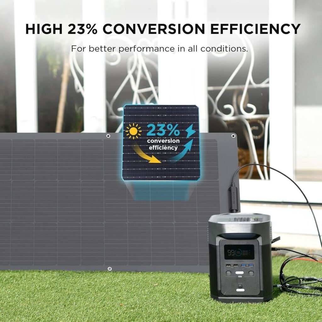 EF ECOFLOW 100W Flexible Solar Panel with High Efficiency Solar Modules, IP68 Waterproofing, Ideal for Off-Grid Solar Panel Kits, PV Charging, Power Kits  Ecosystem