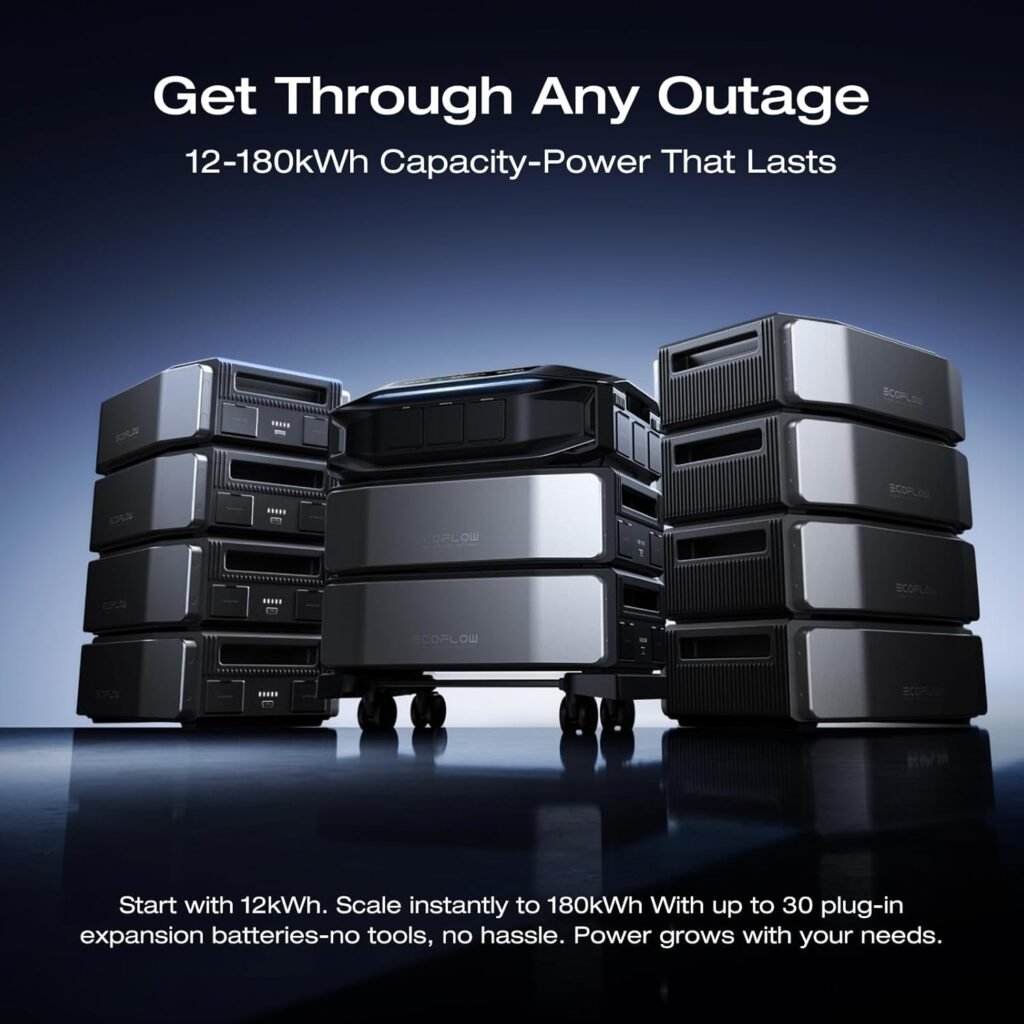 EF ECOFLOW 12288Wh Power Station: Delta Pro Ultra X (1x Inverter + 2 x Batteries), 12000W Solar Generator for Home Battery Backup, Expandable to 180kWh, Outdoor  Camping Battery Power Supply