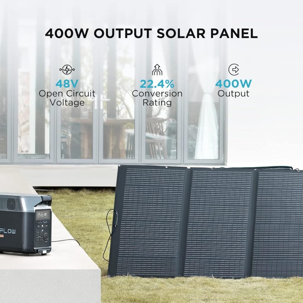 EF ECOFLOW 400W Portable Solar Panel, Foldable  Durable, Complete with an Adjustable Kickstand Case, Waterproof IP68 for Outdoor Adventures