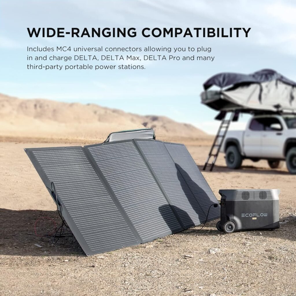 EF ECOFLOW 400W Portable Solar Panel, Foldable  Durable, Complete with an Adjustable Kickstand Case, Waterproof IP68 for Outdoor Adventures