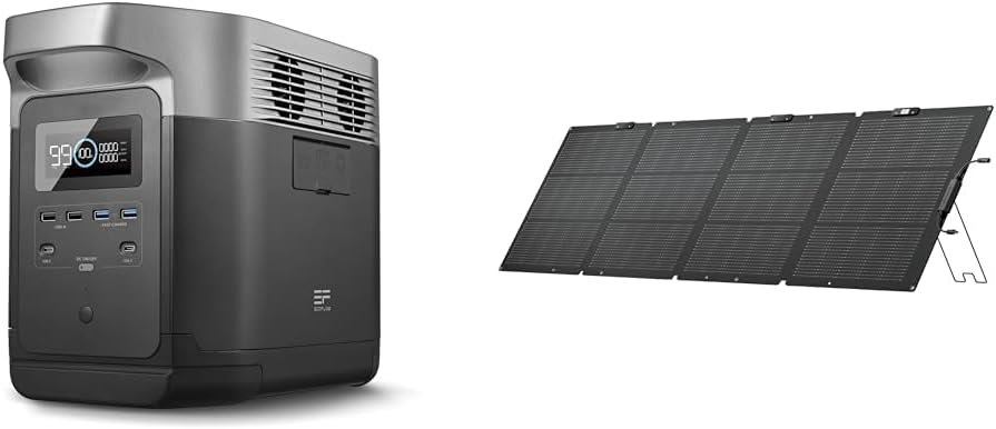 EF ECOFLOW Portable Power Station DELTA 1300 with 220W Solar Panel, 1260Wh Solar Powered Generator with 6 x 1800W AC Outlets, Solar Generator(Solar Panel Optional) for Outdoor Camping EF ECOFLOW Portable Power Station DELTA 1300 with 220W Solar Panel, 1260Wh Solar Powered Generator with 6 x 1800W AC Outlets, Solar Generator(Solar Panel Optional) for Outdoor Camping