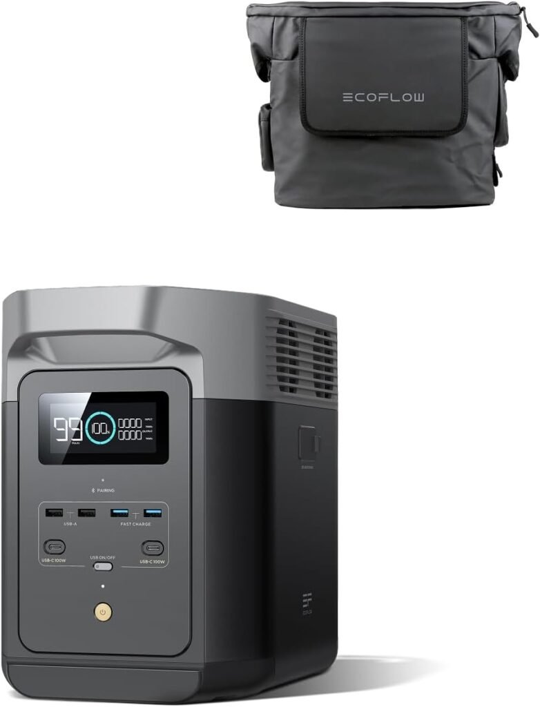 EF ECOFLOW Portable Power Station DELTA 2 with Waterproof Handbag, 1024Wh LiFePO4 Battery, 1800W AC/100W USB-C Output, Solar Generator(Solar Panel Optional) for Home Backup, Camping RVs EF ECOFLOW Portable Power Station DELTA 2 with Waterproof Handbag, 1024Wh LiFePO4 Battery, 1800W AC/100W USB-C Output, Solar Generator(Solar Panel Optional) for Home Backup, Camping RVs
