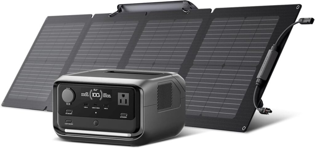 EF ECOFLOW Solar Generator RIVER 3 Plus with 110W Solar Panel, 286Wh Portable Power Station LiFePO4 Battery, 3 Up to 1200W AC Outlets, 10 MS UPS, Expandable to 858Wh, 30 dB Quiet, 1Hr Fast AC Charge EF ECOFLOW Solar Generator RIVER 3 Plus with 110W Solar Panel, 286Wh Portable Power Station LiFePO4 Battery, 3 Up to 1200W AC Outlets, 10 MS UPS, Expandable to 858Wh, 30 dB Quiet, 1Hr Fast AC Charge