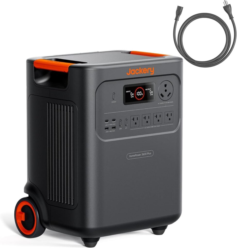 Jackery HomePower 3600 Plus Portable Power Station with AC Cable, 3600W AC Output, 3584Wh LFP Solar Generator, Expandable up to 21kWh, Essential Home Backup for Home Use (Solar Panel Optional)