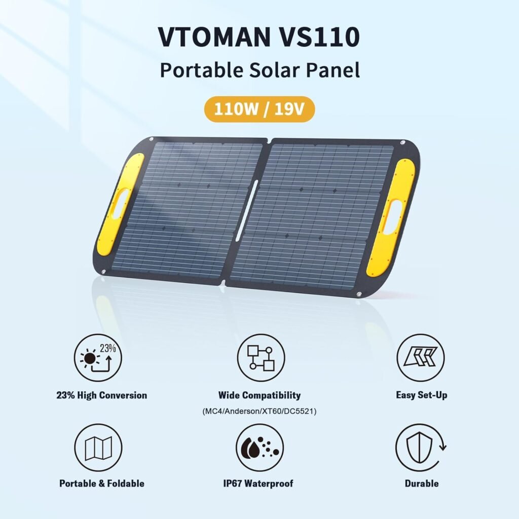VTOMAN Jump 600X Portable Power Station with 110W Solar Panel, 600W/299Wh LiFePO4 Battery Solar Generator, 1200W AC Outlet, PD 60W USB-C, 3x Regulated 12V/10A DC for RV, Outdoor Camping, Home Backup VTOMAN Jump 600X Portable Power Station with 110W Solar Panel, 600W/299Wh LiFePO4 Battery Solar Generator, 1200W AC Outlet, PD 60W USB-C, 3x Regulated 12V/10A DC for RV, Outdoor Camping, Home Backup