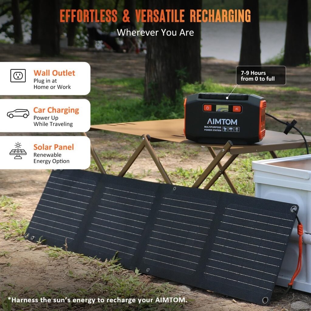 AIMTOM Portable Power Station 173Wh Lithium Battery, 200W AC Outlet (250W Surge), 18W USB-C, 2x USB-A, 2x 12V DC Outputs, LED Flashlight – Ideal for Camping, Travel, Emergency Backup, RV, Home Use AIMTOM Portable Power Station 173Wh Lithium Battery, 200W AC Outlet (250W Surge), 18W USB-C, 2x USB-A, 2x 12V DC Outputs, LED Flashlight – Ideal for Camping, Travel, Emergency Backup, RV, Home Use
