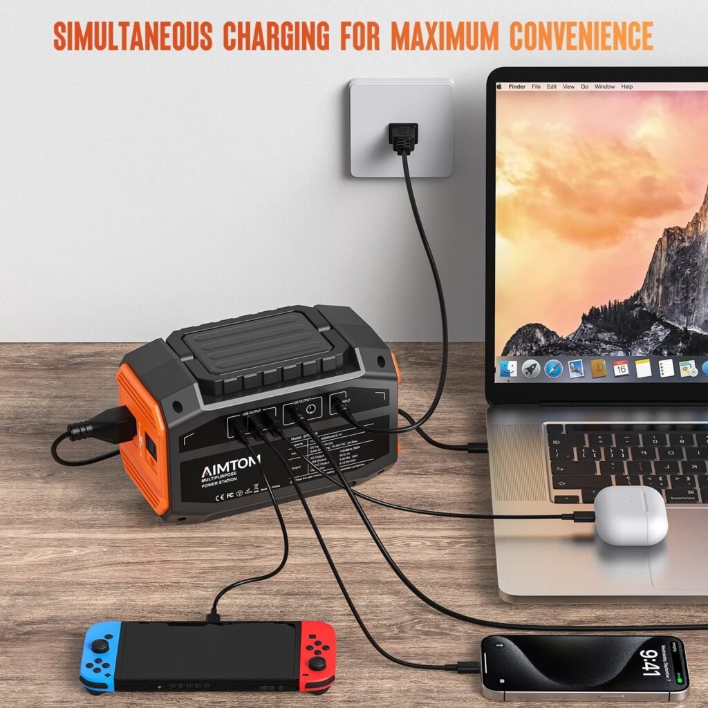 AIMTOM Portable Power Station 173Wh Lithium Battery, 200W AC Outlet (250W Surge), 18W USB-C, 2x USB-A, 2x 12V DC Outputs, LED Flashlight – Ideal for Camping, Travel, Emergency Backup, RV, Home Use AIMTOM Portable Power Station 173Wh Lithium Battery, 200W AC Outlet (250W Surge), 18W USB-C, 2x USB-A, 2x 12V DC Outputs, LED Flashlight – Ideal for Camping, Travel, Emergency Backup, RV, Home Use