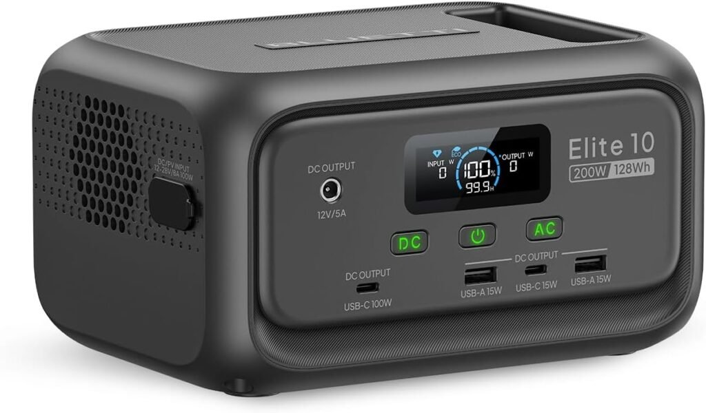 BLUETTI Elite 10 Mini Portable Power Station, 128Wh LiFePO4 Battery with 200W AC Outlet, Flight-Approved Power Bank for Travel, Fast Recharge Solar Generator for Camping  Outage Emergency Backup