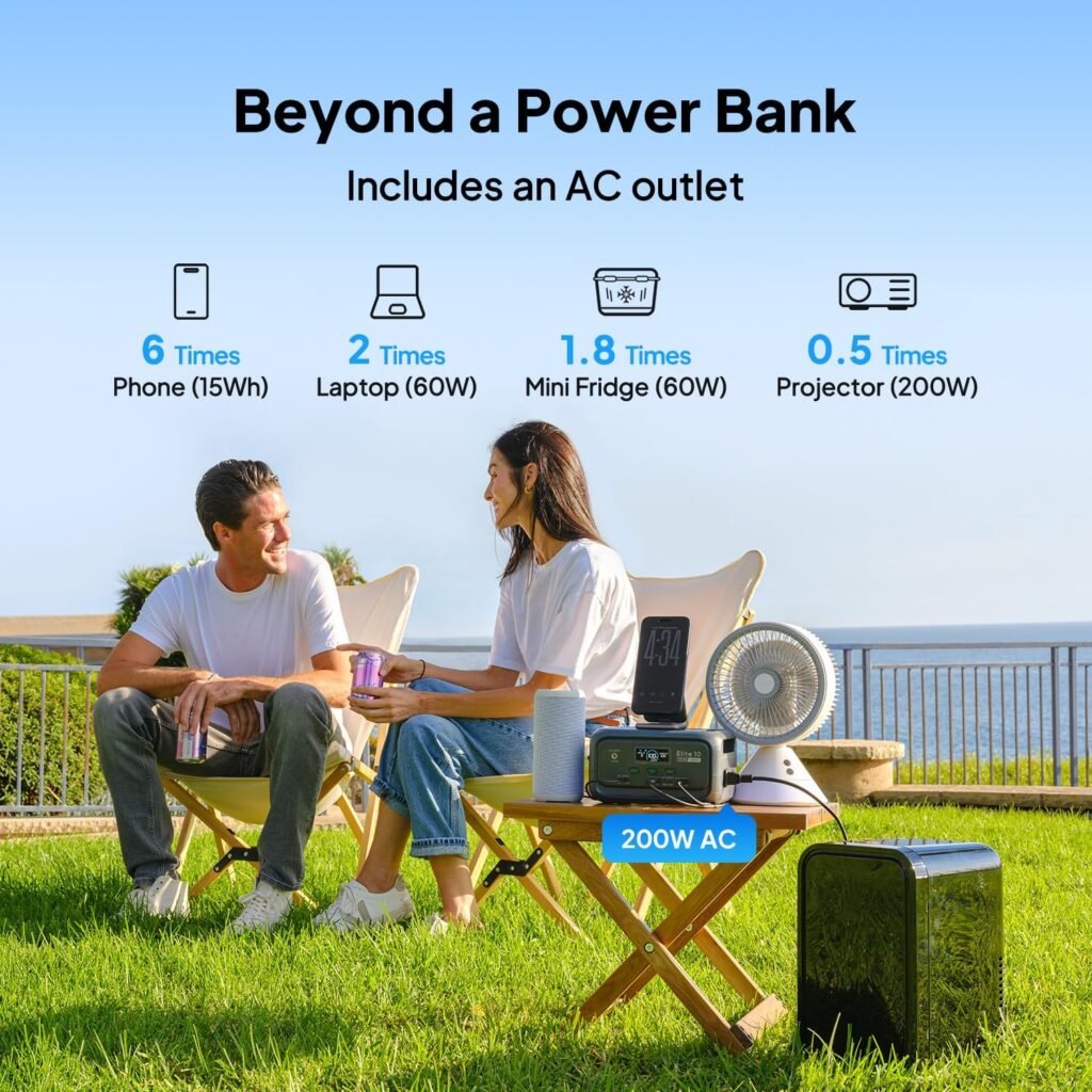 BLUETTI Elite 10 Mini Portable Power Station, 128Wh LiFePO4 Battery with 200W AC Outlet, Flight-Approved Power Bank for Travel, Fast Recharge Solar Generator for Camping  Outage Emergency Backup