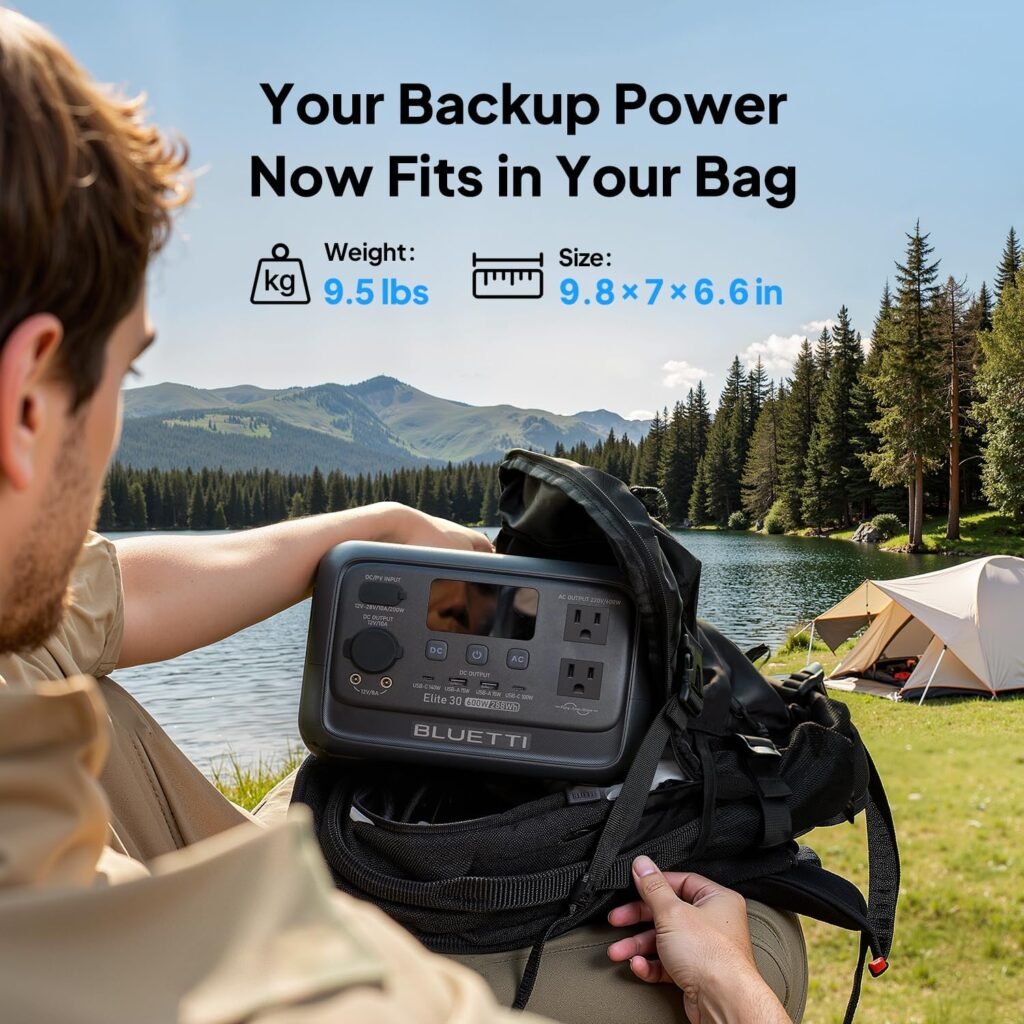 BLUETTI Elite 30 V2 Portable Power Station 600W (Power Lifting 1500W), 288Wh LiFePO4 Battery with 10ms UPS, Emergency Backup Power for Home Blackout/Winter Storm, Solar Generator for Camping/Road Trip